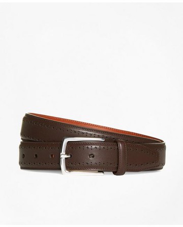 Brooks Brothers Men's Leather Perforated Belt | Brown | Size 30