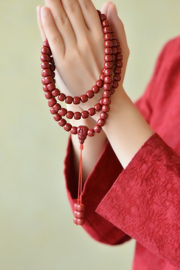 朱砂高含量紫金砂多圈老型珠手鏈 8mm