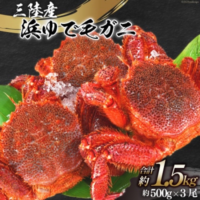 かに 三陸産浜ゆで毛ガニ 約500g×3 計1.5kg  [村東商店 20562141]