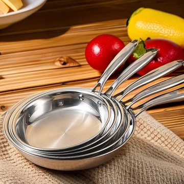 跨境款出口家用禮品不銹鋼牛排煎鍋電磁爐煤氣灶通用不銹無涂層鍋