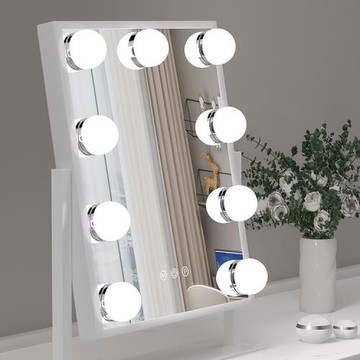 好萊塢led化妝鏡帶燈泡補光梳妝臺桌面家用可旋轉美少女梳妝鏡