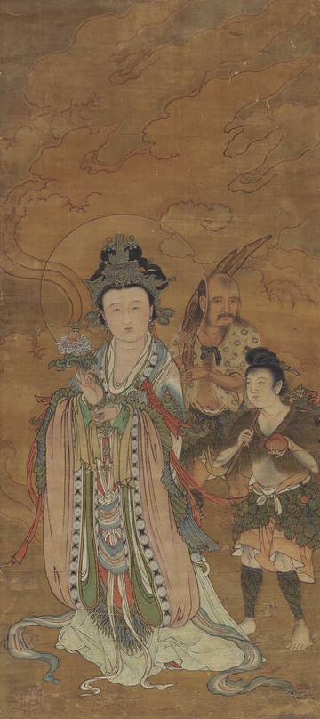 觀音像_絹本_56.7X127cm微噴復制畫版畫仿古人物豎版佛畫裝飾畫