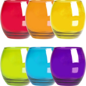 《EXCELSA》繽紛圓肚玻璃杯6入-405ml-- 水杯 茶杯 咖啡杯