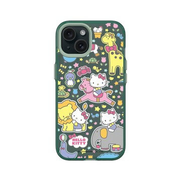 iPhone 15 Clear 憂墨綠 - 三麗鷗-Hello Kitty - 樂遊動物園