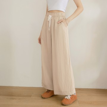 OB嚴選 素色蕾絲抽繩腰鬆緊寬褲 《BA7881》
