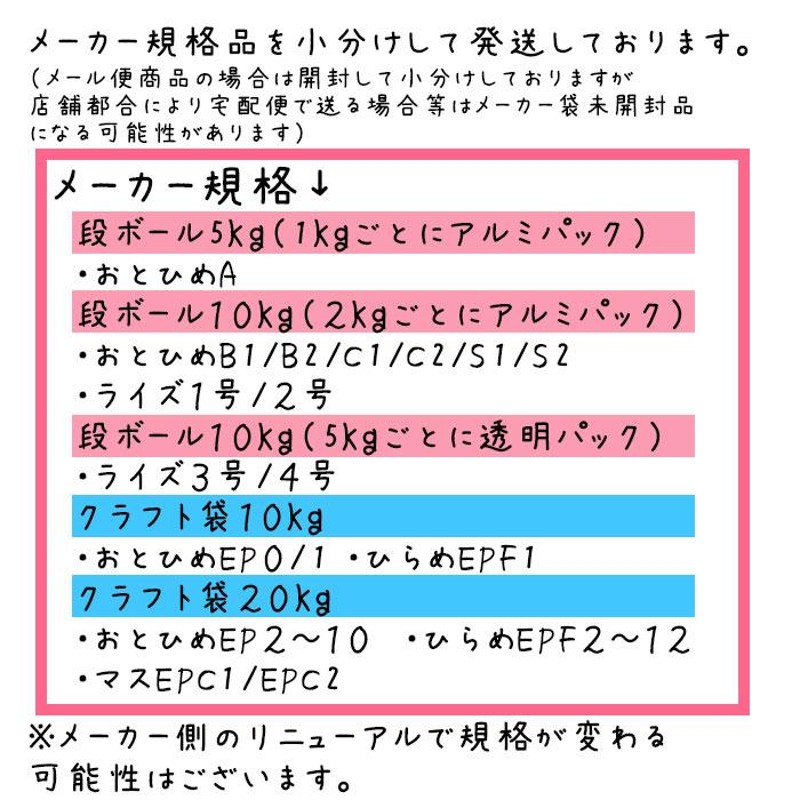 沈降性(沈下性)日清丸紅飼料おとひめB2(0.36〜0.62mm)450g小分け品