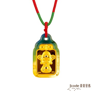 【J'code真愛密碼金飾】 大甲媽 財神平安符琉璃黃金墜子