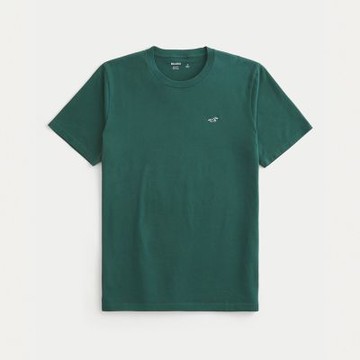 Hollister 海鷗 熱銷圓領海鷗素面短袖T恤-墨綠色
