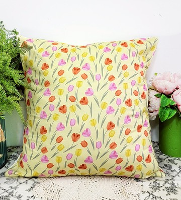 北歐可愛田園風格黃色鬱金香花圖案抱枕靠枕靠墊枕套