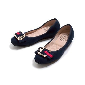 我的旅行日記  都會時尚方頭增高平底娃娃鞋  藍 (502089)