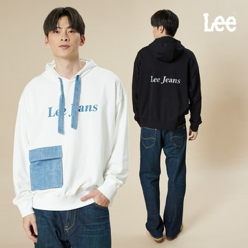 Lee 前後LOGO口袋帽T 男 白色 黑色 LB511039