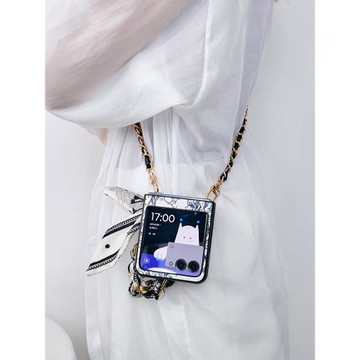 適用于摩托羅拉razr50ultra手機殼pu皮超薄全包老虎絲巾motorazr40ultra折疊屏保護套motorazr50斜跨防摔