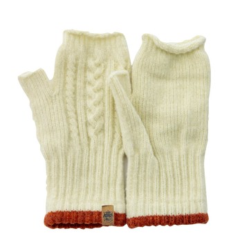 日本 BISQUE - 日本製 北歐風質感保暖手套(露指款)-素色-象牙