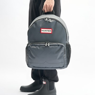 尼龍經典後背包-灰藍色