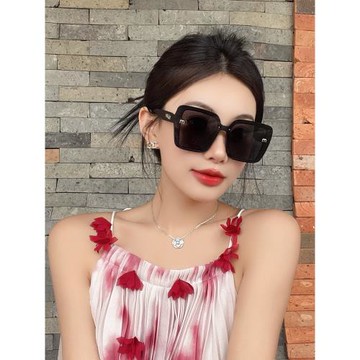 韓版大框黑色圓臉大臉防紫外線遮陽墨鏡女潮氣質高級感防曬太陽鏡