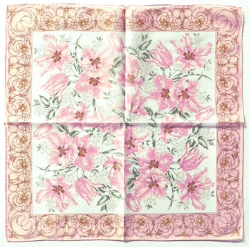 Celine Paris 古著手帕 浪漫花卉 19x19 英吋