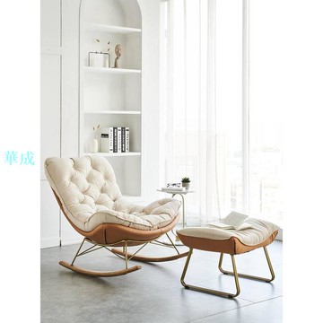 北歐搖椅躺椅家用小客廳輕奢簡約網紅單人沙發陽臺休閒懶人搖搖椅 親膚冰島絨 拉扣座包