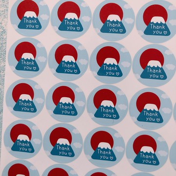 富士山 大紅太陽 雲朵 Thank you 貼紙 共30枚