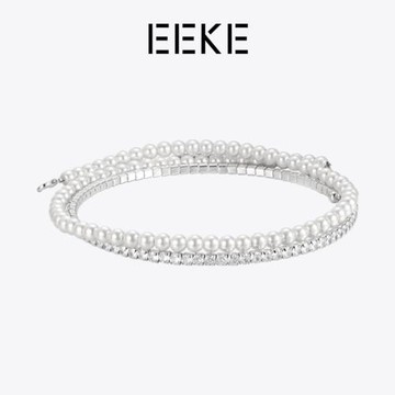 EEKE午后派對系列 珍珠項鏈女2025彈力項圈ins鎖骨鏈項圈豆豆同款