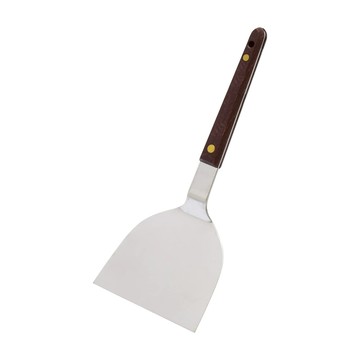 KANDA 神田 105mm 不鏽鋼營業鐵板燒平鏟 天然木握柄  銀色 + 木色  1個