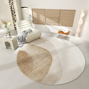 侘寂風圓形地毯臥室床邊書房地毯輕奢客廳沙發隔音地墊懶人沙發墊