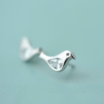 925純銀耳環水晶耳飾-簡約氣質小鳥造型生日情人節禮物女飾品73gk92【獨家進口】【米蘭精品】