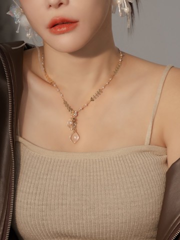 落葉微光。MUCHAT手作14KGP珍珠枝葉項鍊