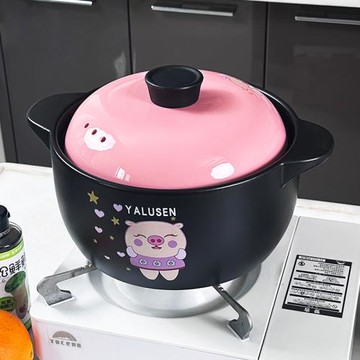 砂鍋燉鍋燃氣明火專用加厚陶瓷沙鍋耐高溫煲湯鍋工廠一件批發卡通