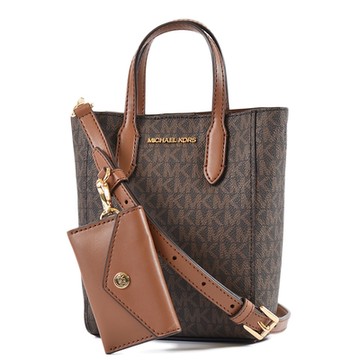 MICHAEL KORS Vincent 緹花LOGO防刮手提/斜背二用小包-咖啡色/附零錢包