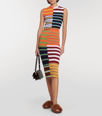 Marni Striped wool midi dress