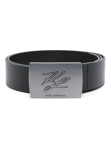 Karl Lagerfeld - logo-engraved leather belt - men - Lamb Skin - 80 - Black