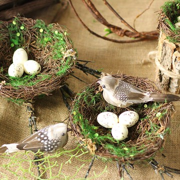 手工藤編仿真鳥窩草編鳥巢鳥籠裝飾擺件造景拍攝道具森系zakka