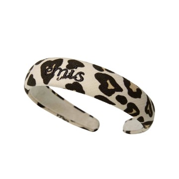 韓國 emis CORDUROY EMIS LEOPARD HAIRBAND 韓國製 燈芯絨豹紋髮箍 米色BEIGE