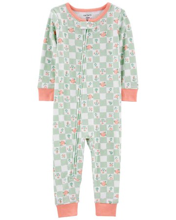 Toddler 1-Piece Floral 100% Snug Fit Cotton Footless PJs
