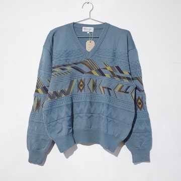 復古毛衣 古著毛衣 古著 毛衣 日本製 100% 純羊毛 不規則幾何