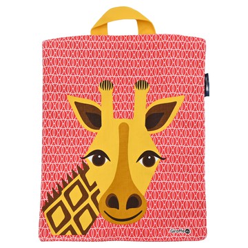 coqenpate 小童寶包幫 亮眼橘紅底色 無農藥棉花材質 適合中小童書包/小旅行包  23 x 23 x 7.5cm  長頸鹿