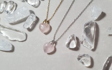 天然粉晶心形鎖14K鍍金925純銀項鍊