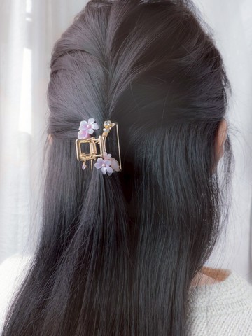天鵝之吻小花鍍金髮夾