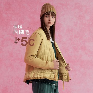 OUWEY歐薇 衍縫拼接內刷毛鋪棉外套(芥黃色；S-L)3234434202