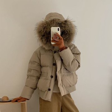 [米蘭精品] 現貨+預購 頂級真羽絨外套90%鴨絨羽絨衣秋冬外套上衣大碼休閒女裝-貉子毛連帽工裝4色74mw59