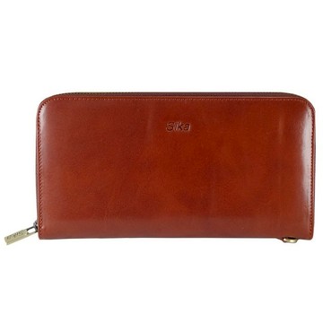 【Sika】【台製】Sika義大利時尚真皮時尚晚宴長夾A8285-01原味褐【全館免運】【高CP值】