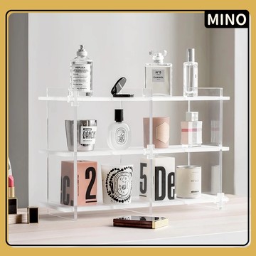 台灣發貨 超美透明壓克力置物架 ins風桌面收納架 化妝品香水收納架 擺飾層架 網美店裝飾收納 小物收納 茶色彩色壓克力