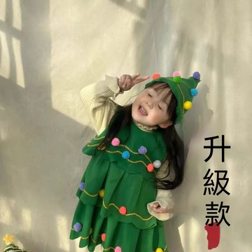 新北發貨✨聖誕節日cos服裝 幼兒園聖誕表演服 聖誕cosplay 可愛聖誕裝扮服 綠色聖誕服 聖誕樹服飾 聖誕裝表演服