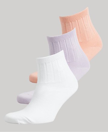 Superdry Women's Unisex Organic Cotton Ankle Sock Pack Multiple Colours / Optic/Lilac/Peach - Size: S/M