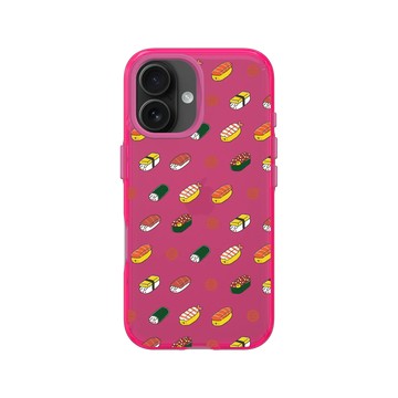 iPhone 16 Clear 粉漾桃 - 懶散兔與啾先生 Lazy Rabbit and Mr.Chu - 壽司