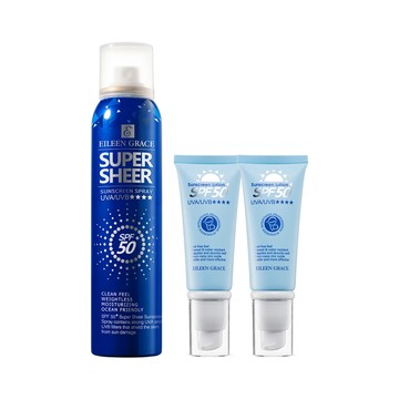 【台南媽媽團購】清爽沁涼防曬噴霧180ml*1+SPF50+清爽高效防曬乳40ml*2