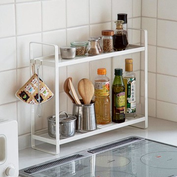 廚房灶台用窄型鐵製雙層置物收納架 單一規格