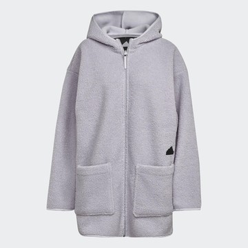 ADIDAS W NEW FZ HDY女訓練連帽外套-灰白-HM2840
