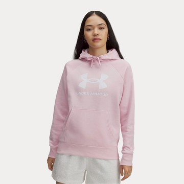 UA 女 Rival Fleece Big Logo 長袖帽T 人氣新品