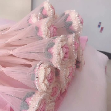 免運💯毛綫鈎針漸變玫瑰花束三八節情人節結婚禮物手捧花手工編織diy材diy毛綫編織/毛綫材料包/手工/手作編織 IITR